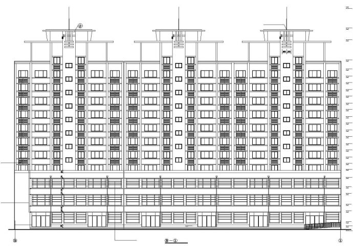 某11层框架结构商住楼建筑设计CAD图纸（1-3层商用）_图1