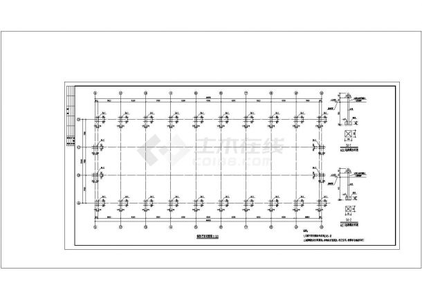 厂房设计_钢结构厂房（10t吊车）结构图纸cad-图二