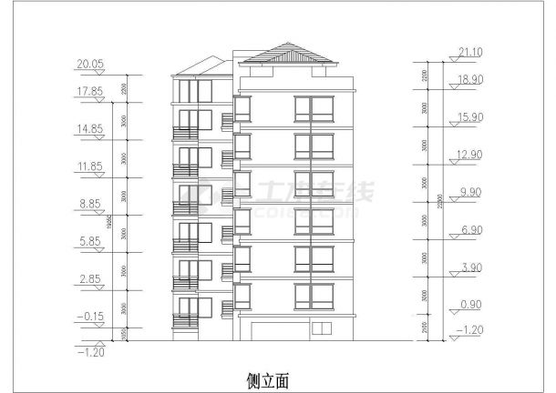 阜阳市某小区7层框架结构住宅楼全套平立剖面设计CAD图纸-图一