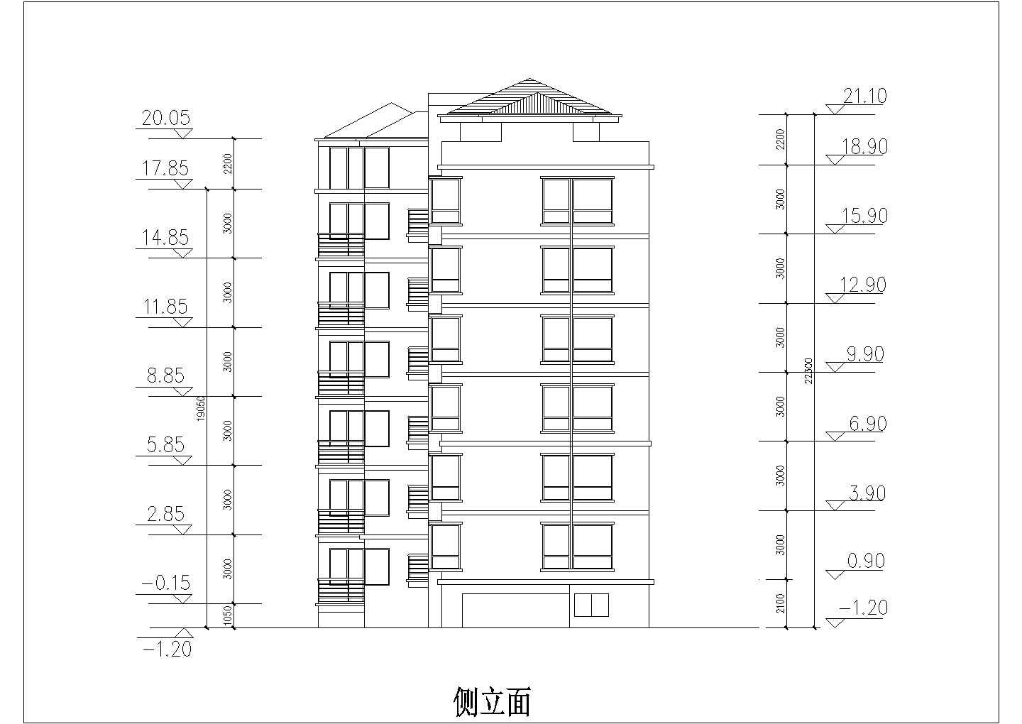 阜阳市某小区7层框架结构住宅楼全套平立剖面设计CAD图纸