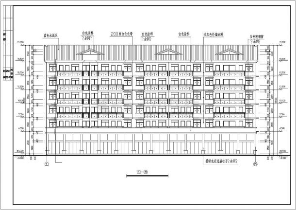 4800平米7层框混结构商住楼建筑设计CAD图纸（底层商用/含阁楼）-图一