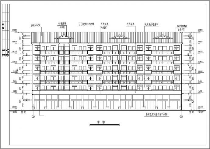 4800平米7层框混结构商住楼建筑设计CAD图纸（底层商用/含阁楼）_图1