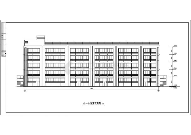 郑州某工业区3500平米五层框架结构宿舍楼平立剖面设计CAD图纸-图一