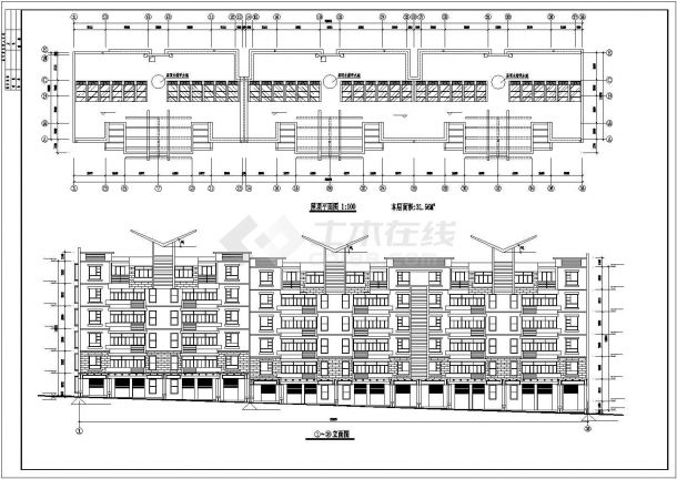 某小区4250平米6层砖混结构商住楼建筑设计CAD图纸（底层商用）-图一