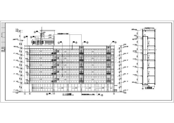 某大型6层框架结构商住楼平立剖面设计CAD图纸（含总图）-图二