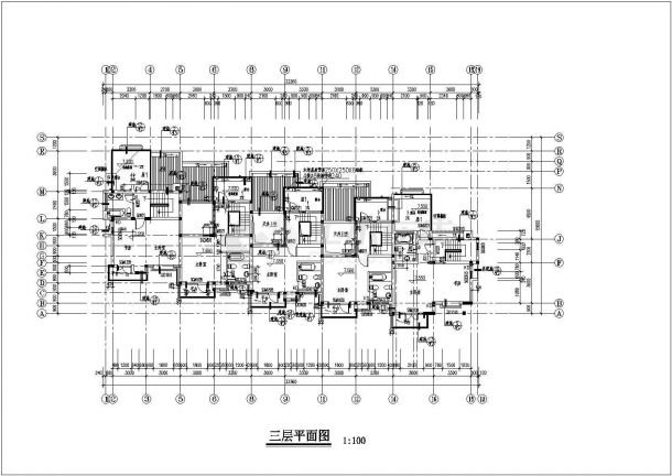 郑州某小区1800平米3层砖混结构住宅楼全套建筑设计CAD图纸-图二