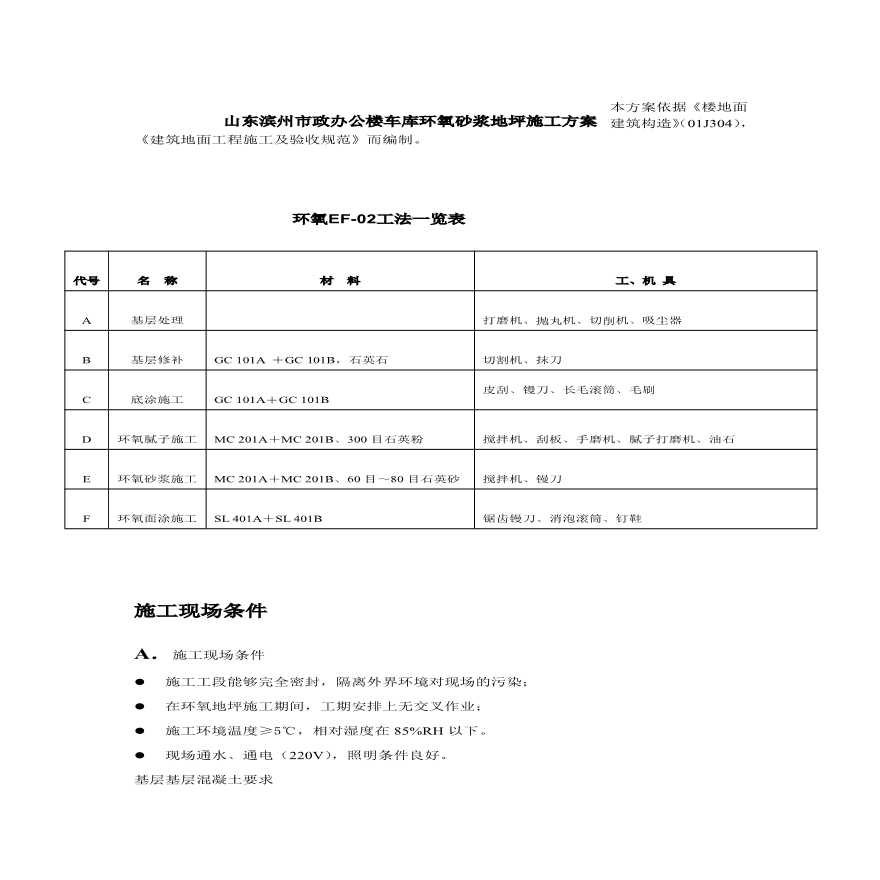 办公楼车库环氧砂浆地坪施工设计方案-图一