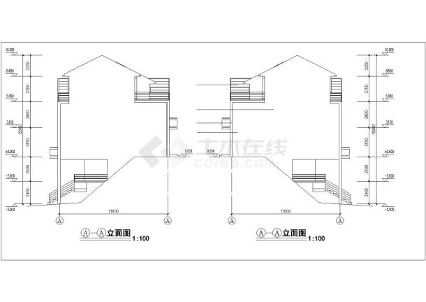 滁州市某小区3层砖混结构住宅楼设计CAD图纸（含车库和夹层）-图二
