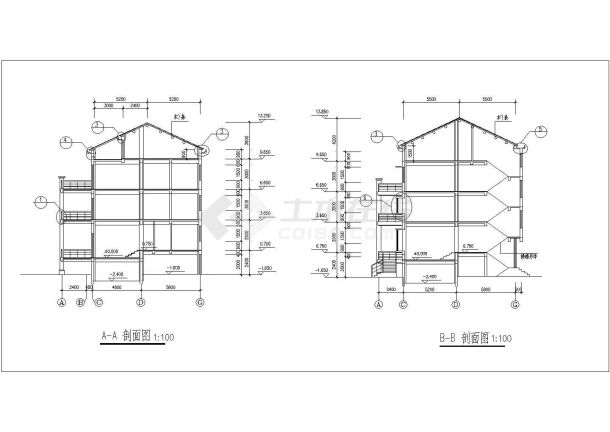 某小区4层框混结构住宅楼建筑设计CAD图纸（含跃层和地下室）-图一