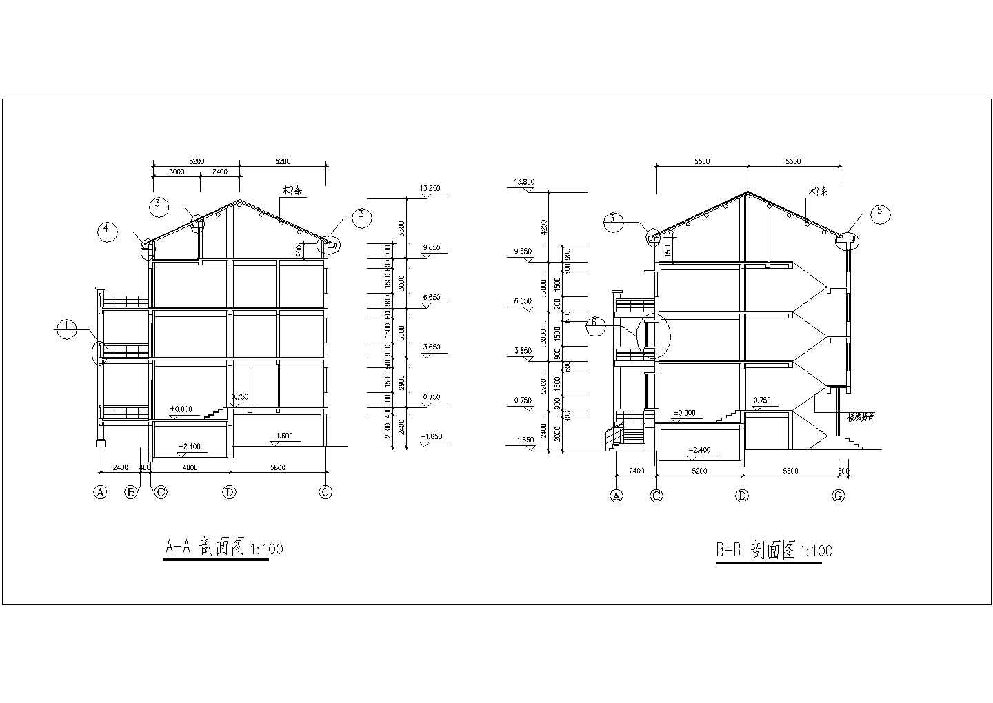某小区4层框混结构住宅楼建筑设计CAD图纸（含跃层和地下室）