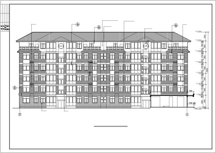 广州某小区占地540平米6层框架结构住宅楼建筑设计CAD图纸_图1