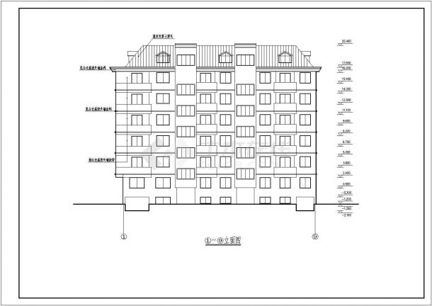 某7层砖混结构商住楼建筑设计CAD图纸（底层商用）-图一