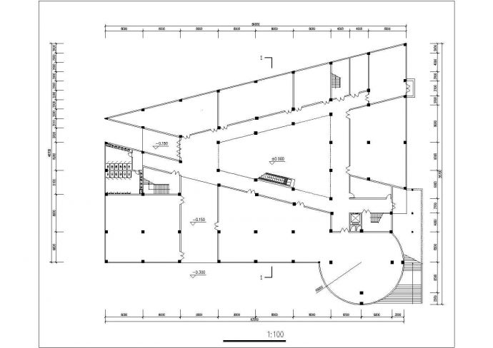长64米宽55.7米4层大学展览馆方案设计图_图1