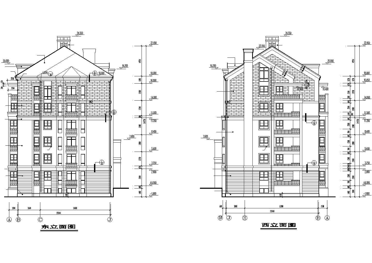 7层框混结构住宅楼全套建筑设计CAD图纸（含半地下室和阁楼）