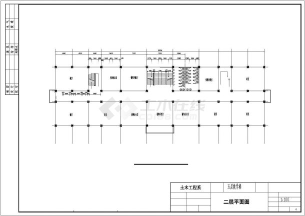上海市新闸路某中学5层框架结构教学楼全套建筑设计CAD图纸-图二
