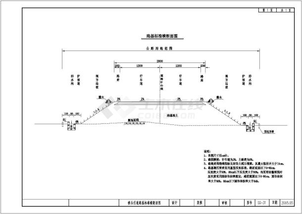 预应力混凝土空心板桥头引道路基标准横断面节点详图设计-图二