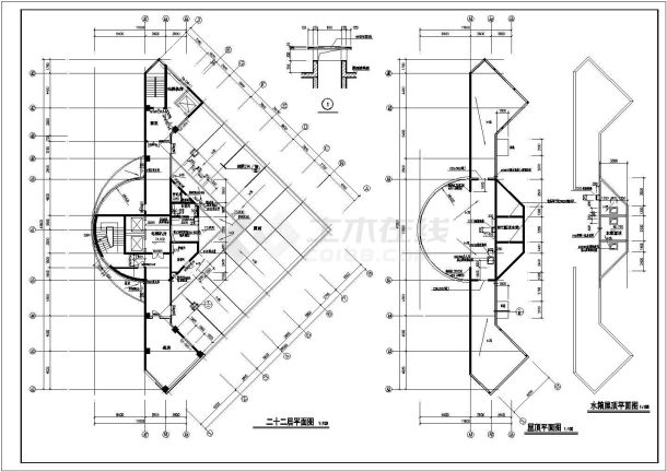 某三十二层剪力墙结构星级大酒店设计cad建筑方案图（标注详细）-图一