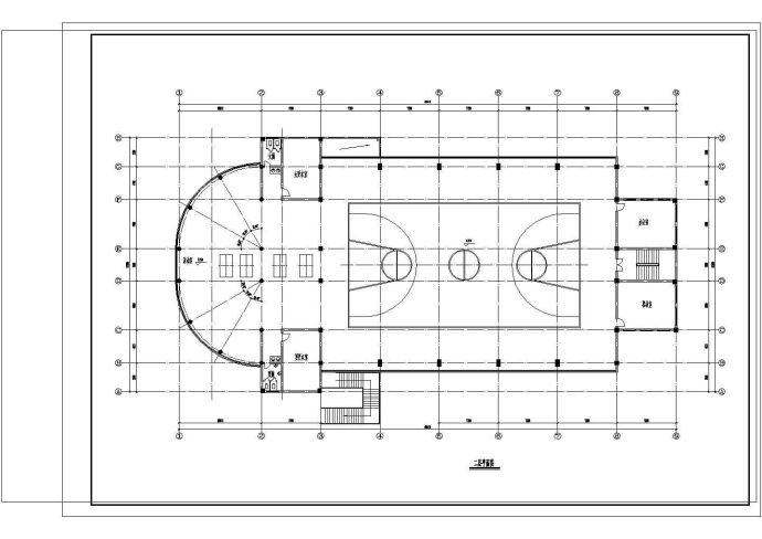 某二层室内体育馆建筑设计图（长60.4米 宽30.9米）_图1