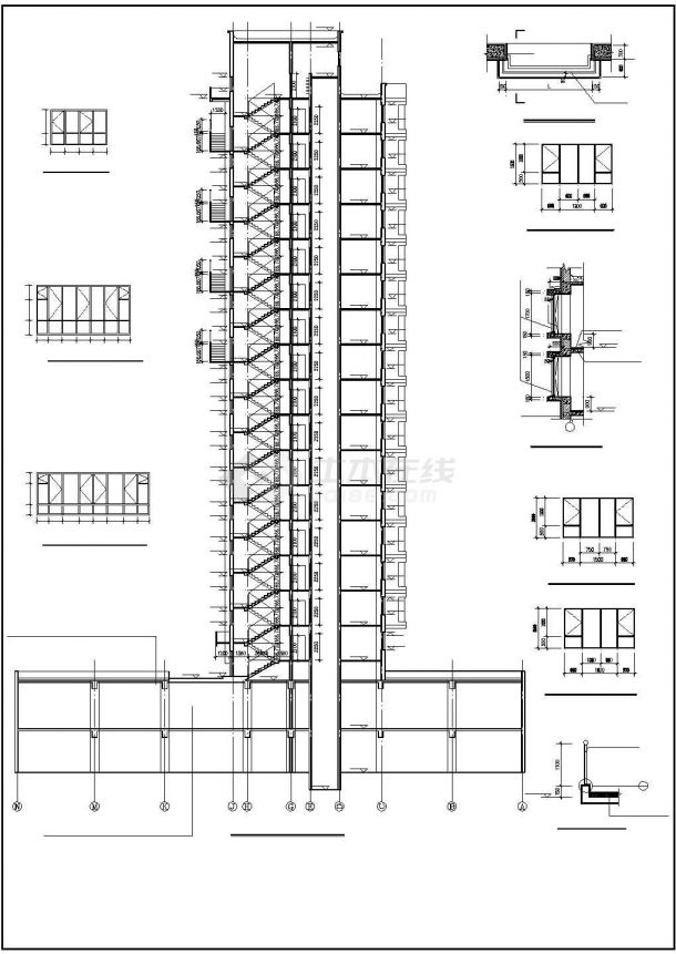 长37.8米 宽12.9米 16层2单元每单元2户框架结构住宅楼设计图-图二