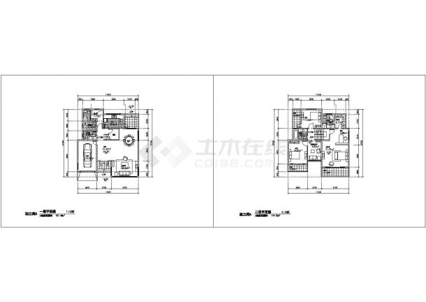 12.7x11.4m2层240.3平米别墅建筑CAD平面图-图二