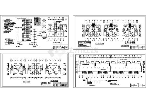 六层四个单元住宅楼电气施工cad图，共四张-图一