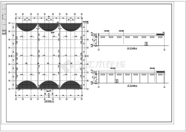 某两个单层仓库建筑设计图（长48和32米 宽48和30米）-图二