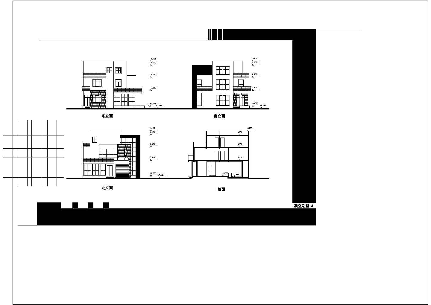 3层317.8平米别墅建筑cad图纸设计