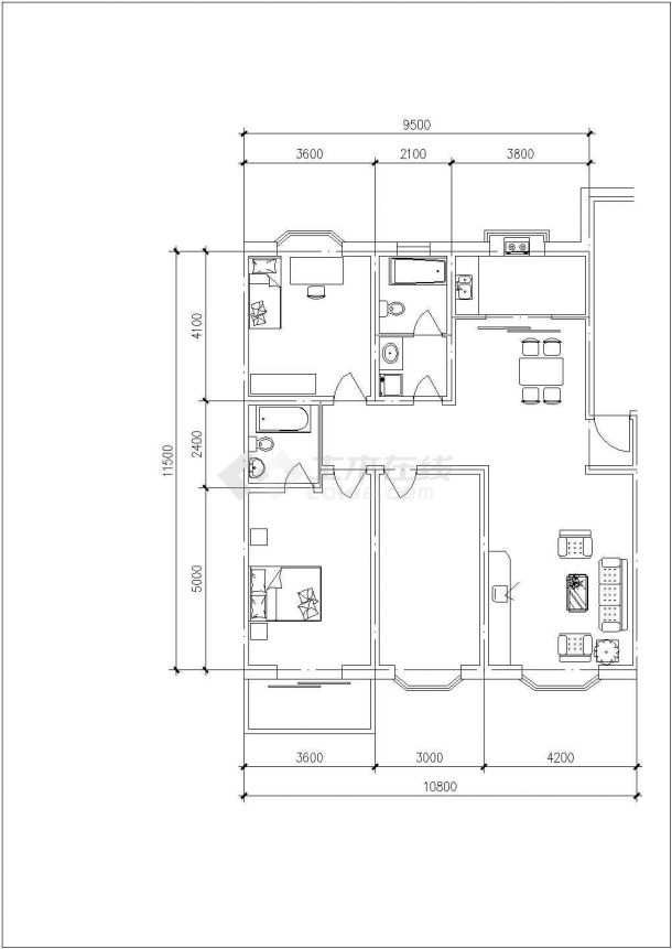 衡阳市某新建小区60-140平米的平面户型设计CAD图纸（共46张）-图二