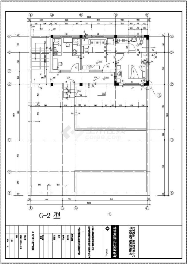 北京玻璃台村新农村别墅G 2户型2建筑设计施工图-图二
