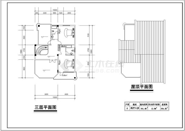 某地区别墅平立剖cad设计建筑图-图二