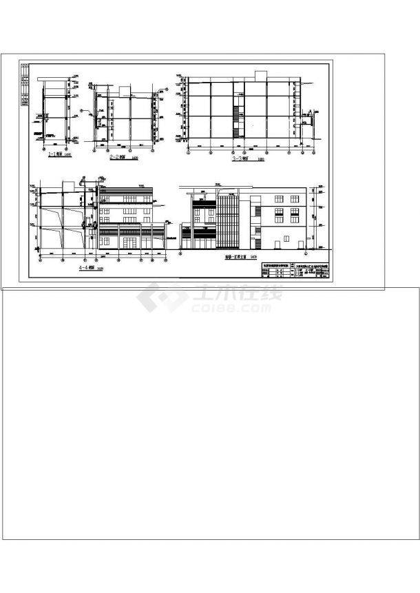 江阴市某三层框架结构沿街商业楼建筑工程全套设计cad图（含总平面图）-图二