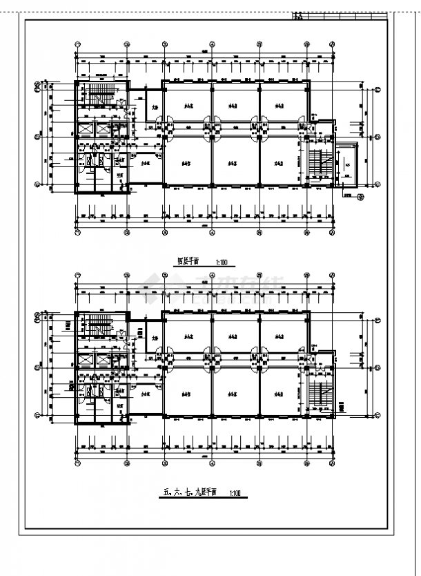 办公楼设计_2套多层办公楼建筑施工设计cad图纸-图二