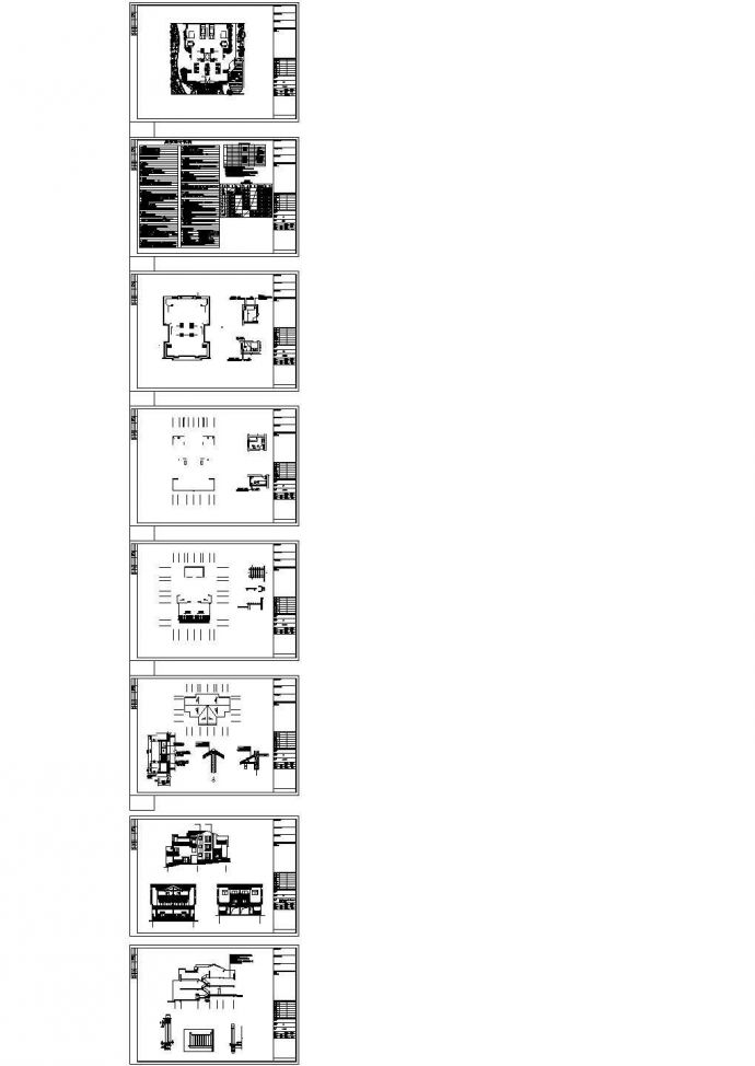 美式现代风格三层别墅建筑施工cad图纸_图1