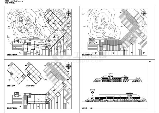 地下2地上2层别墅区会所建筑 初步设计方案Cad设计图-图一