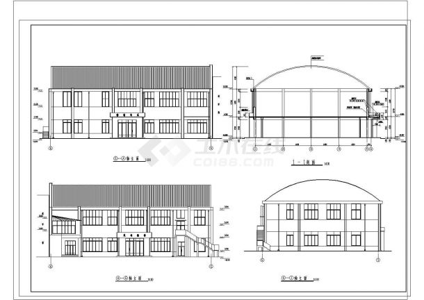 某地区的二层中学操场与食堂建施工规划图-图二