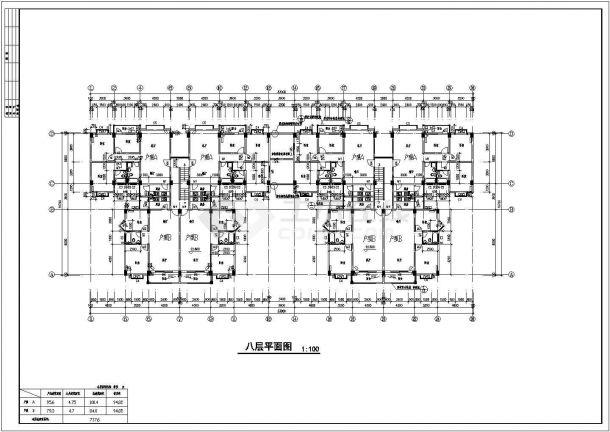 某小区占地1100平米8层框架结构办公楼全套建筑设计CAD图纸-图一