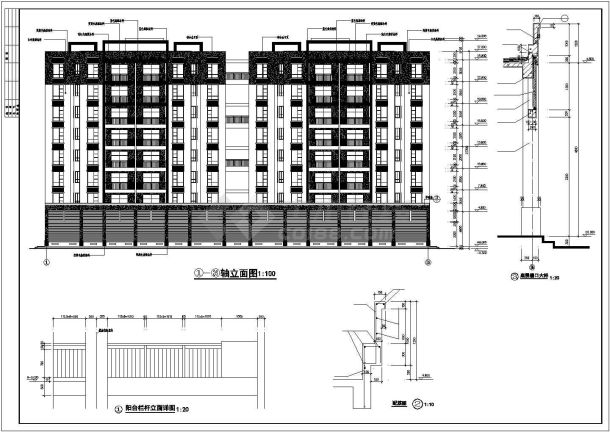 某小区占地1100平米8层框架结构办公楼全套建筑设计CAD图纸-图二