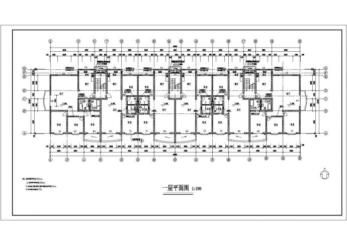 6800平米6层砖混结构住宅楼建筑设计CAD图纸（含阁楼和半地下室）_图1