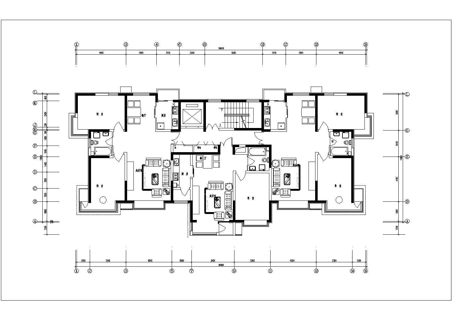 汾阳市某新建小区100-135平米的热门户型设计CAD图纸（3张）