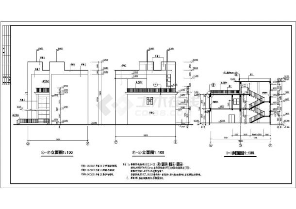 1760平米3层框架结构高档商务会所全套建筑设计CAD图纸-图一