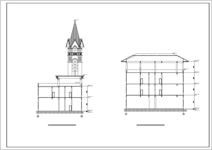 2100平米3层混合结构社区休闲会所全套建筑设计CAD图纸_图1