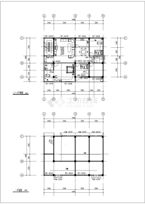 五套720平米6层民居住宅楼平面设计CAD图纸（1层1户）-图一