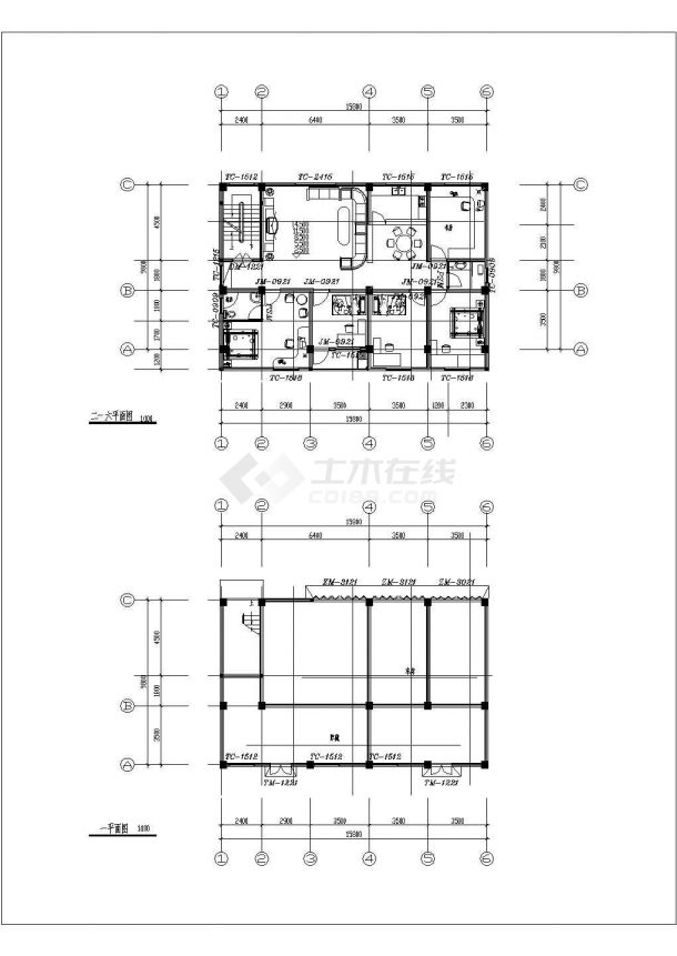 五套720平米6层民居住宅楼平面设计CAD图纸（1层1户）-图二