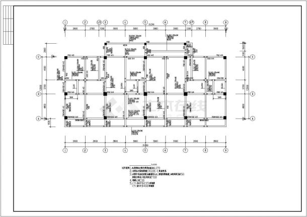 某五层框架结构商住楼结构施工CAD图纸-图一