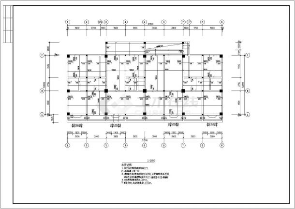 某五层框架结构商住楼结构施工CAD图纸-图二