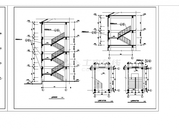 办公楼设计_2套多层办公楼含楼梯设计施工cad图纸-图一