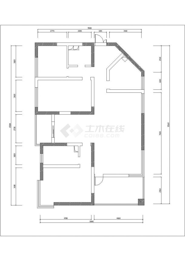 湖州市某在建小区130平米的样板房全套装修施工设计CAD图纸-图二