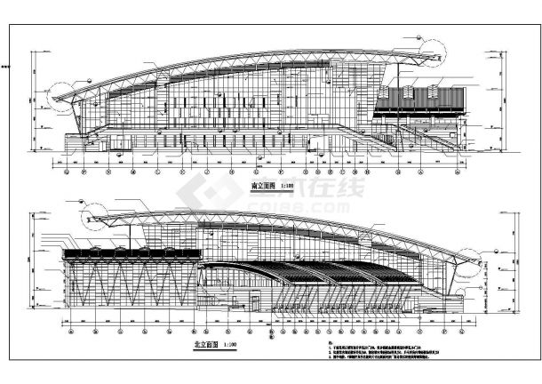 某体育活动中心建筑CAD设计图纸-图一