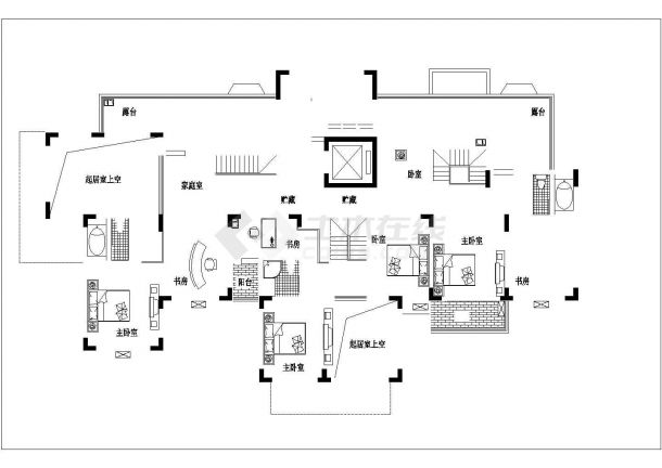 北京某小区12层框架结构住宅楼平面设计CAD图纸（含跃层/1层3户型）-图一