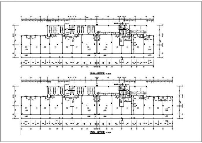 长沙市阳光花园小区6层框混结构住宅楼局部平面设计CAD图纸_图1